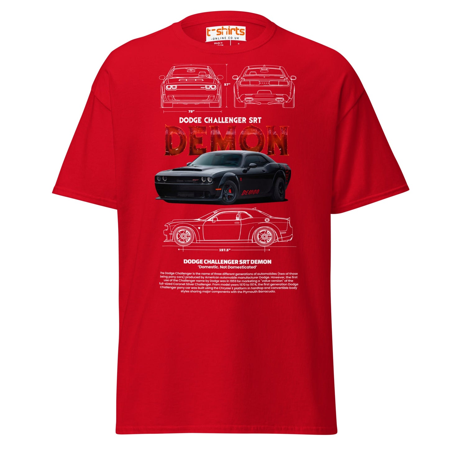 Dodge Challenger SRT Demon T-Shirt | Muscle Car Tee - Red - T-Shirts Online