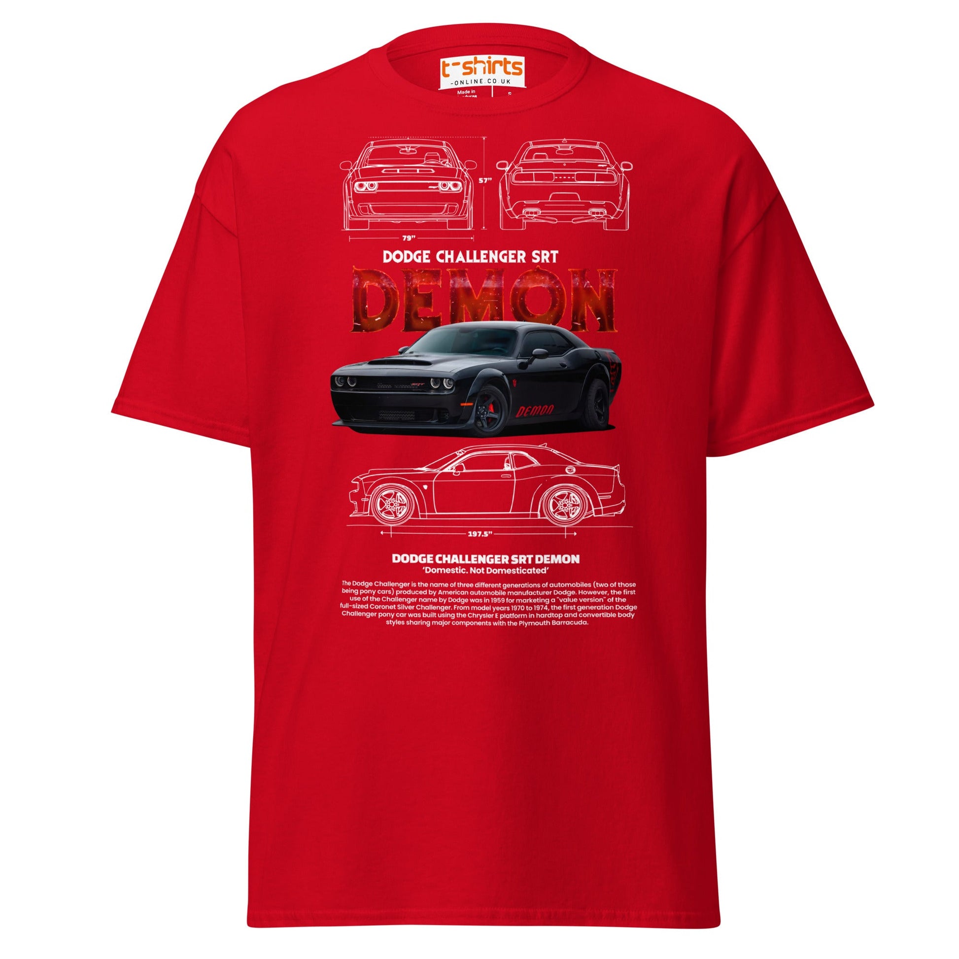 Dodge Challenger SRT Demon T-Shirt | Muscle Car Tee - Red - T-Shirts Online