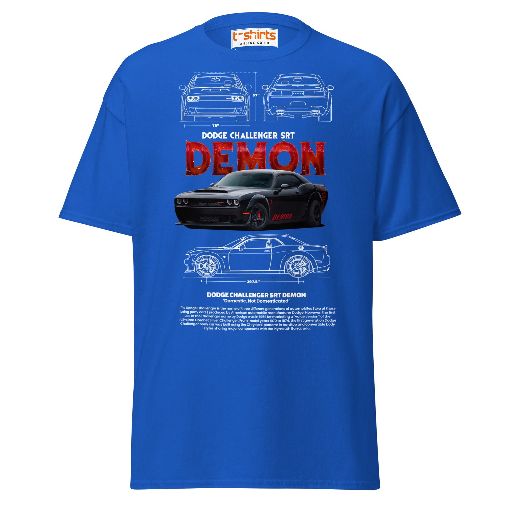 Dodge Challenger SRT Demon T-Shirt | Muscle Car Tee - Royal - T-Shirts Online