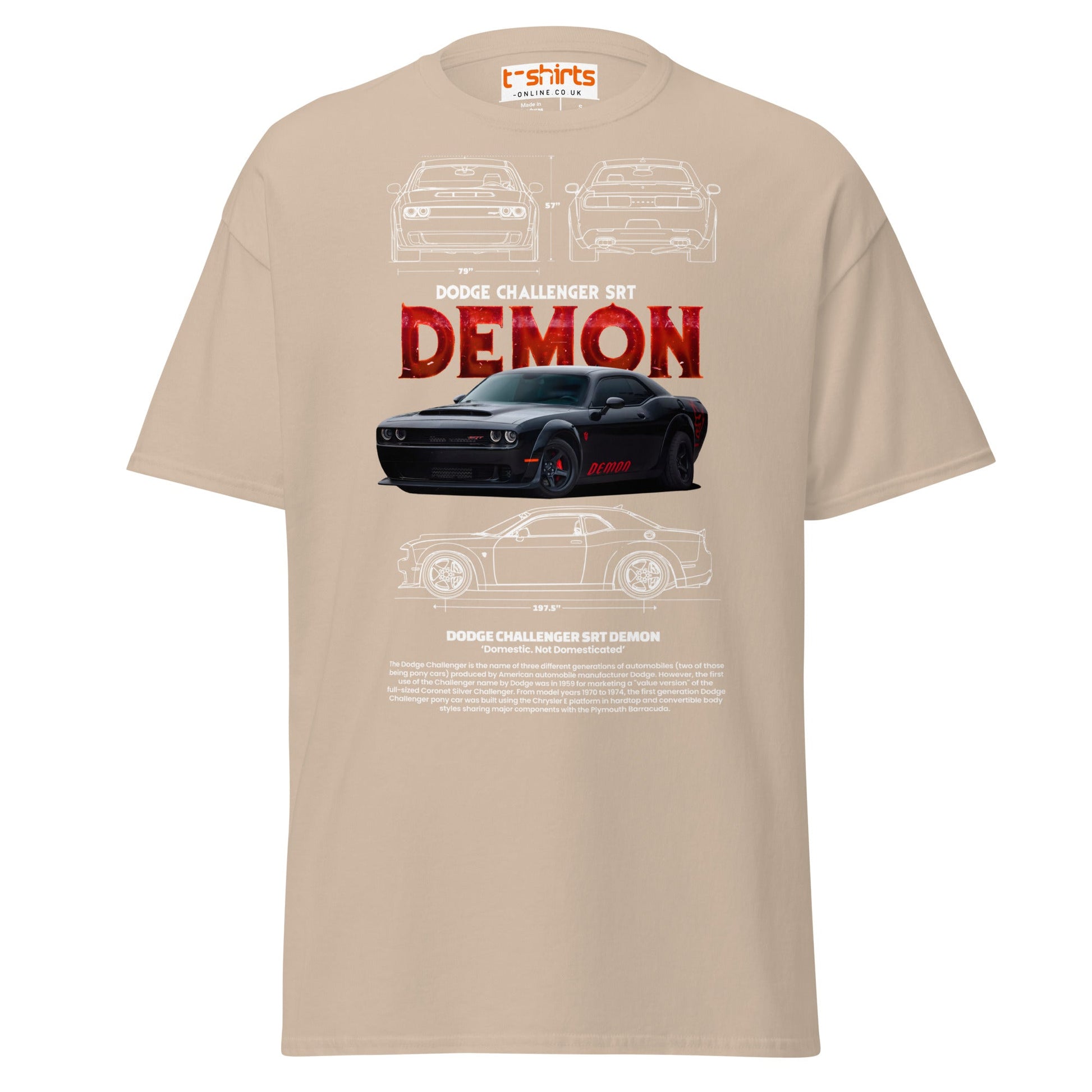 Dodge Challenger SRT Demon T-Shirt | Muscle Car Tee - Sand - T-Shirts Online