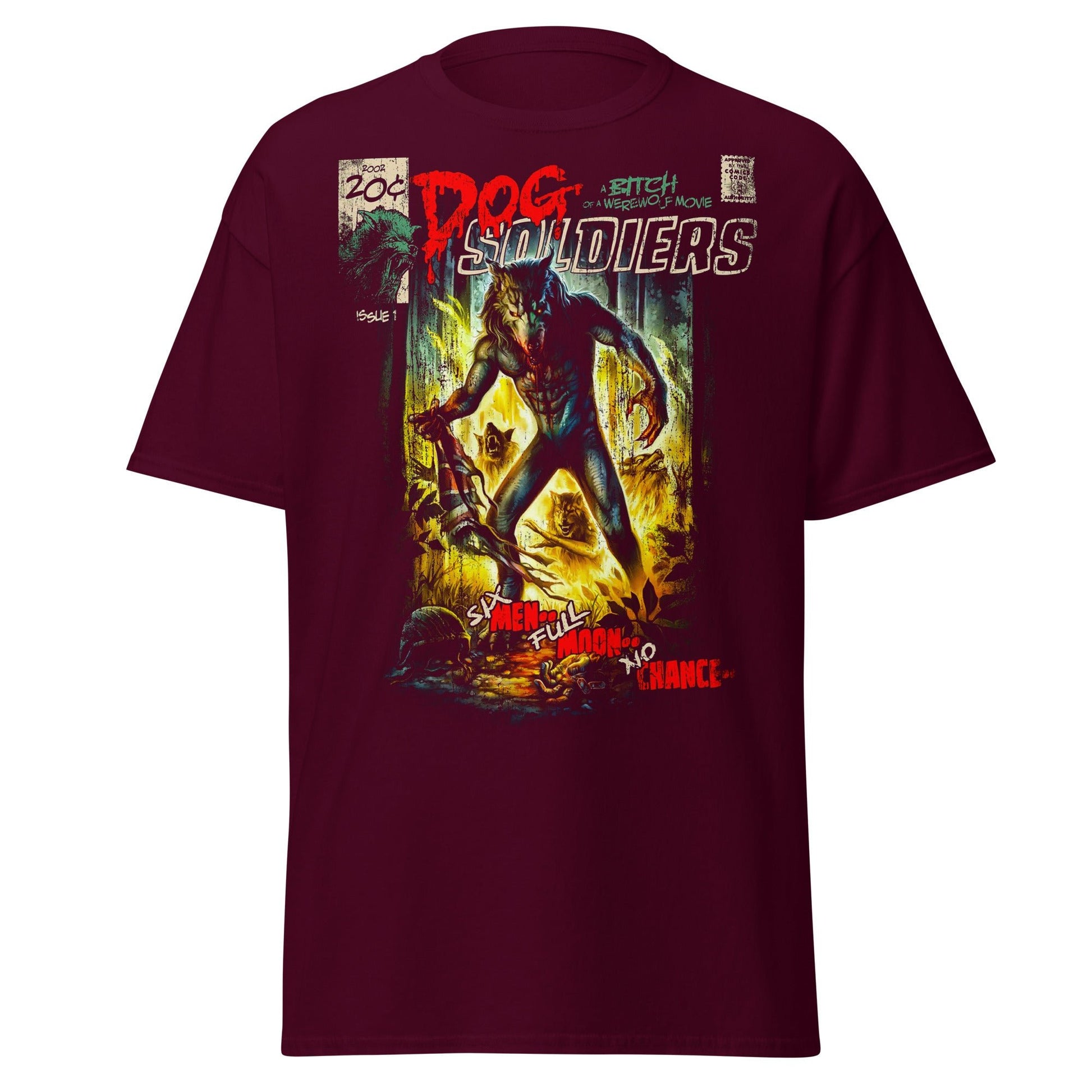 Dog Soldiers Werewolf Horror Comic T-Shirt - Maroon - T-Shirts Online
