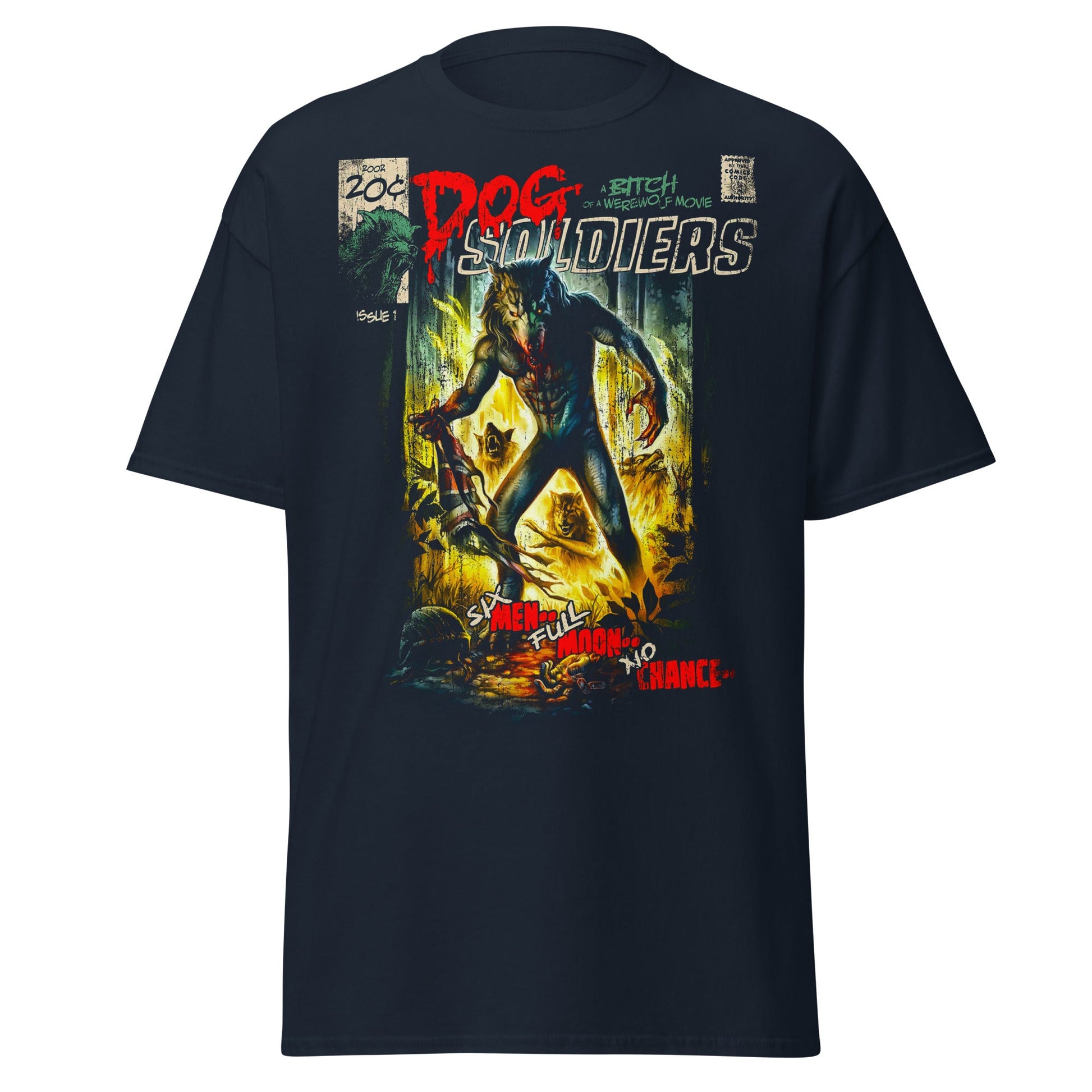 Dog Soldiers Werewolf Horror Comic T-Shirt - Navy - T-Shirts Online