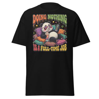 Doing Nothing Panda T-Shirt | Funny Lazy Vibes Tee - Black - T-Shirts Online