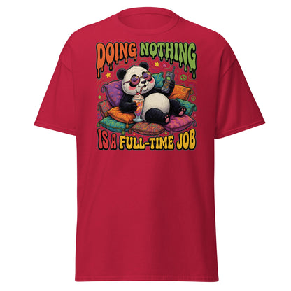 Doing Nothing Panda T-Shirt | Funny Lazy Vibes Tee - Cardinal - T-Shirts Online