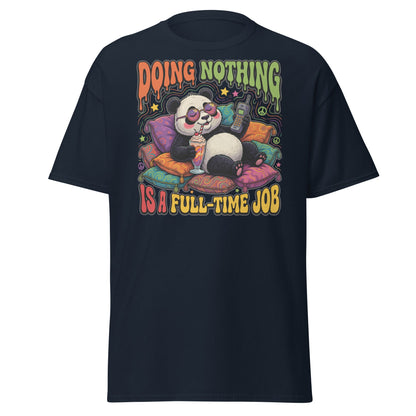 Doing Nothing Panda T-Shirt | Funny Lazy Vibes Tee - Navy - T-Shirts Online
