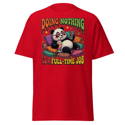 Doing Nothing Panda T-Shirt | Funny Lazy Vibes Tee - Red - T-Shirts Online