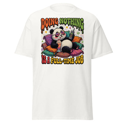 Doing Nothing Panda T-Shirt | Funny Lazy Vibes Tee - White - T-Shirts Online