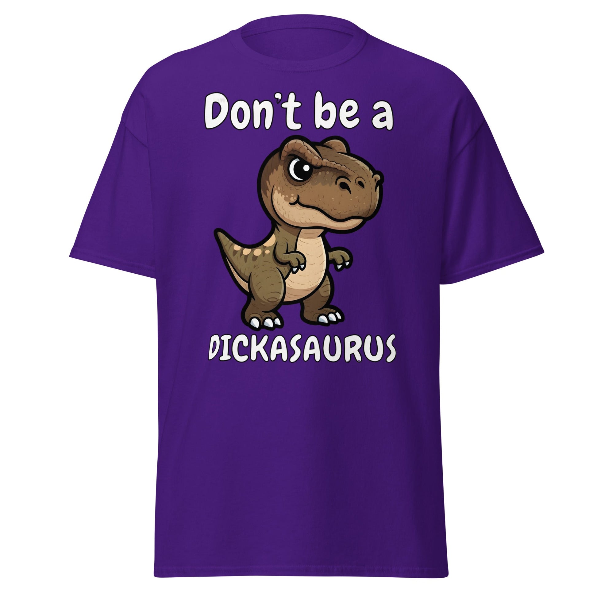 Don’t Be A Dickasaurus Funny Dinosaur T-Shirt - Purple - T-Shirts Online