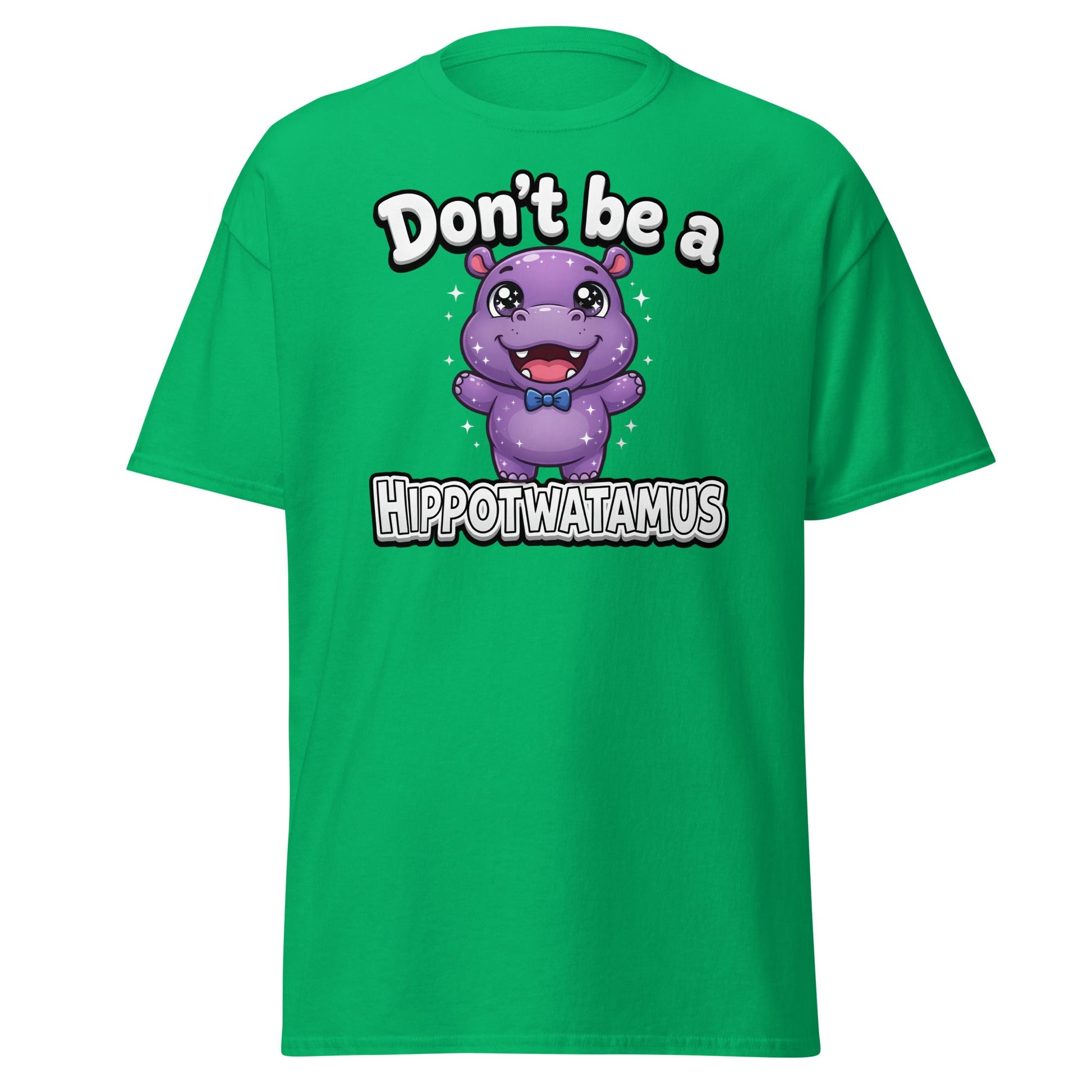 Don't Be a Hippotwatamus Funny Hippo Pun T-Shirt - Irish Green - T-Shirts Online
