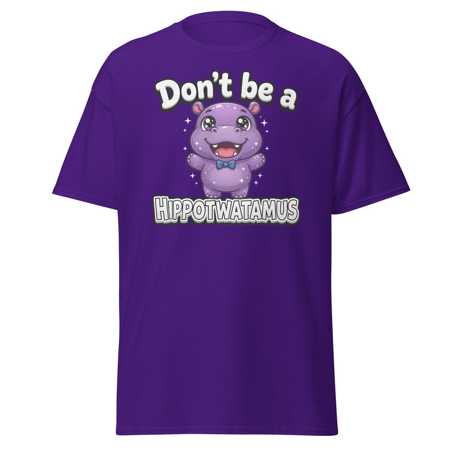 Don't Be a Hippotwatamus Funny Hippo Pun T-Shirt - Purple - T-Shirts Online