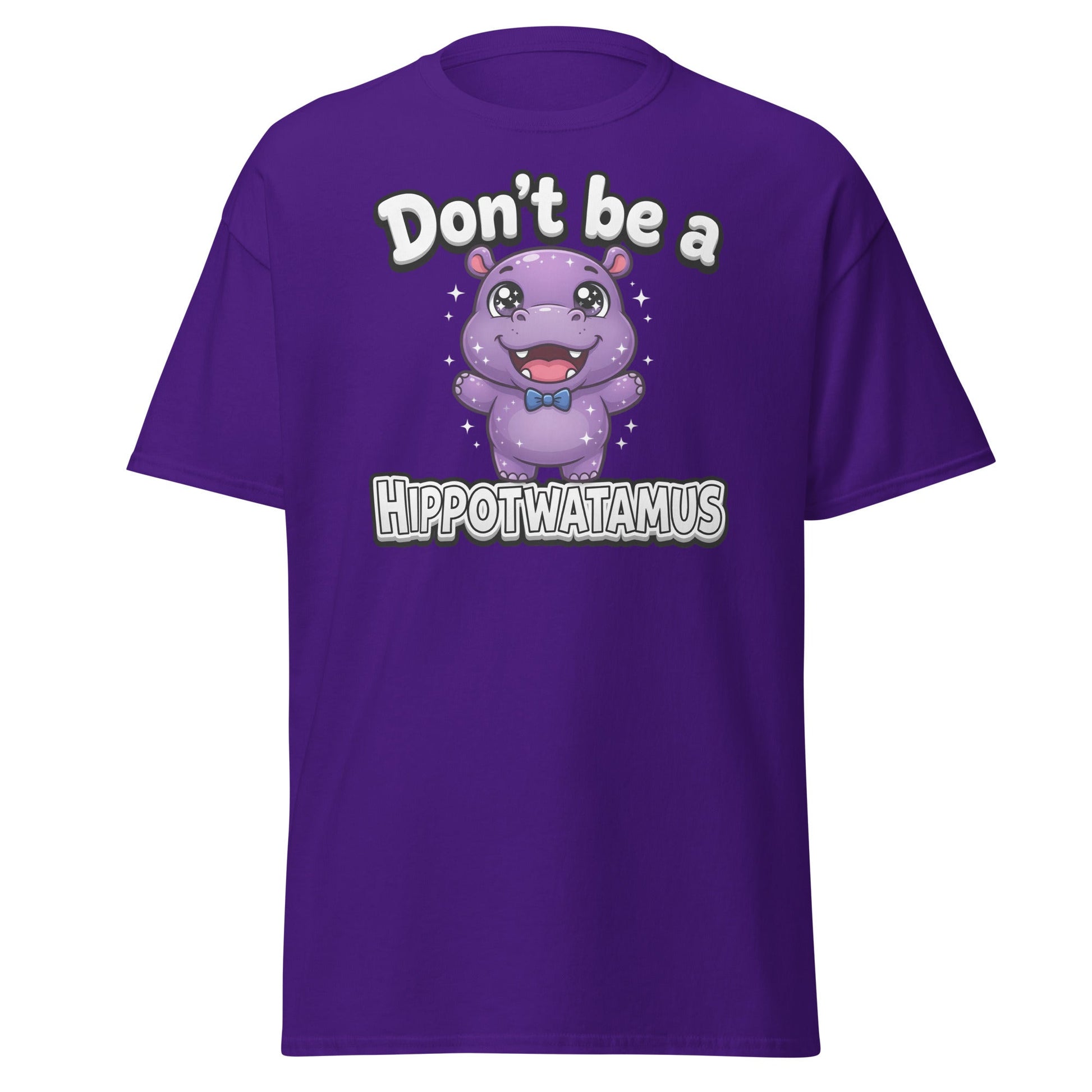 Don't Be a Hippotwatamus Funny Hippo Pun T-Shirt - Purple - T-Shirts Online