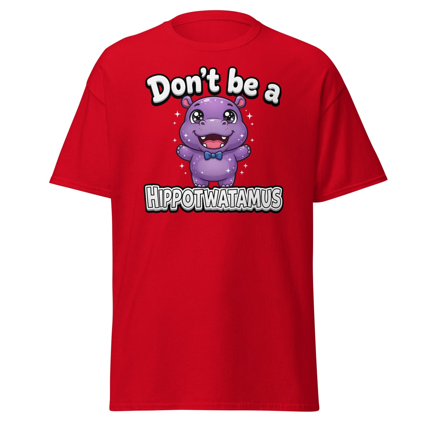 Don't Be a Hippotwatamus Funny Hippo Pun T-Shirt - Red - T-Shirts Online