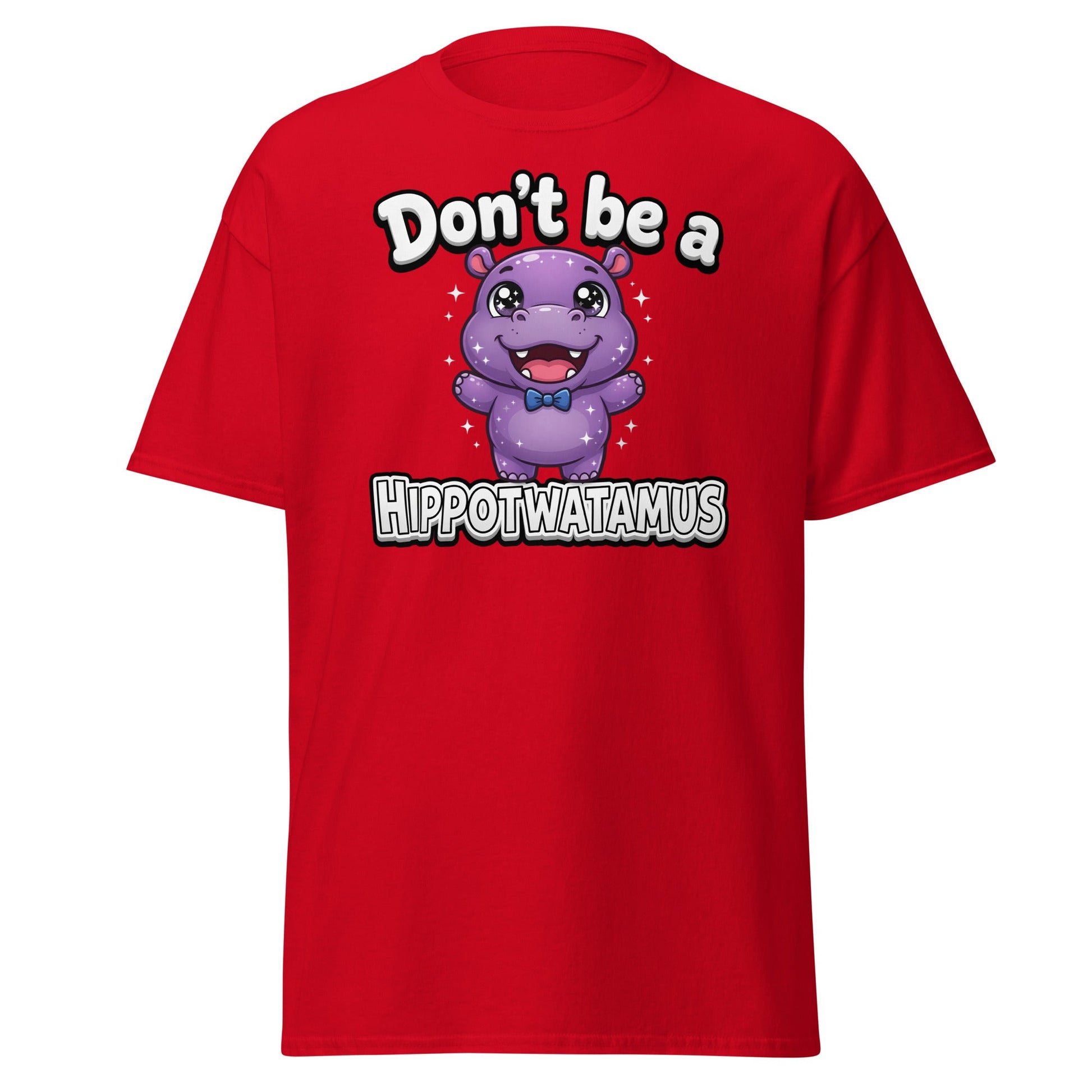Don't Be a Hippotwatamus Funny Hippo Pun T-Shirt - Red - T-Shirts Online