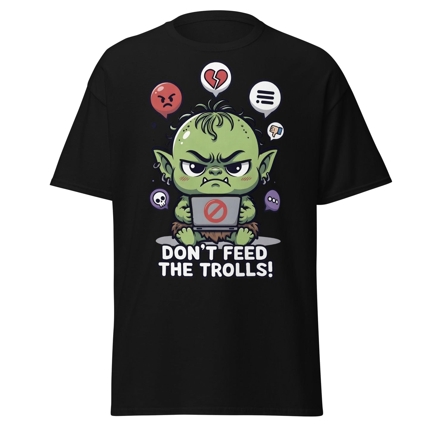 Don’t Feed The Trolls T-Shirt | Funny Internet Meme Tee - Black - T-Shirts Online