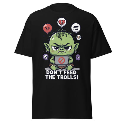 Don’t Feed The Trolls T-Shirt | Funny Internet Meme Tee - Black - T-Shirts Online