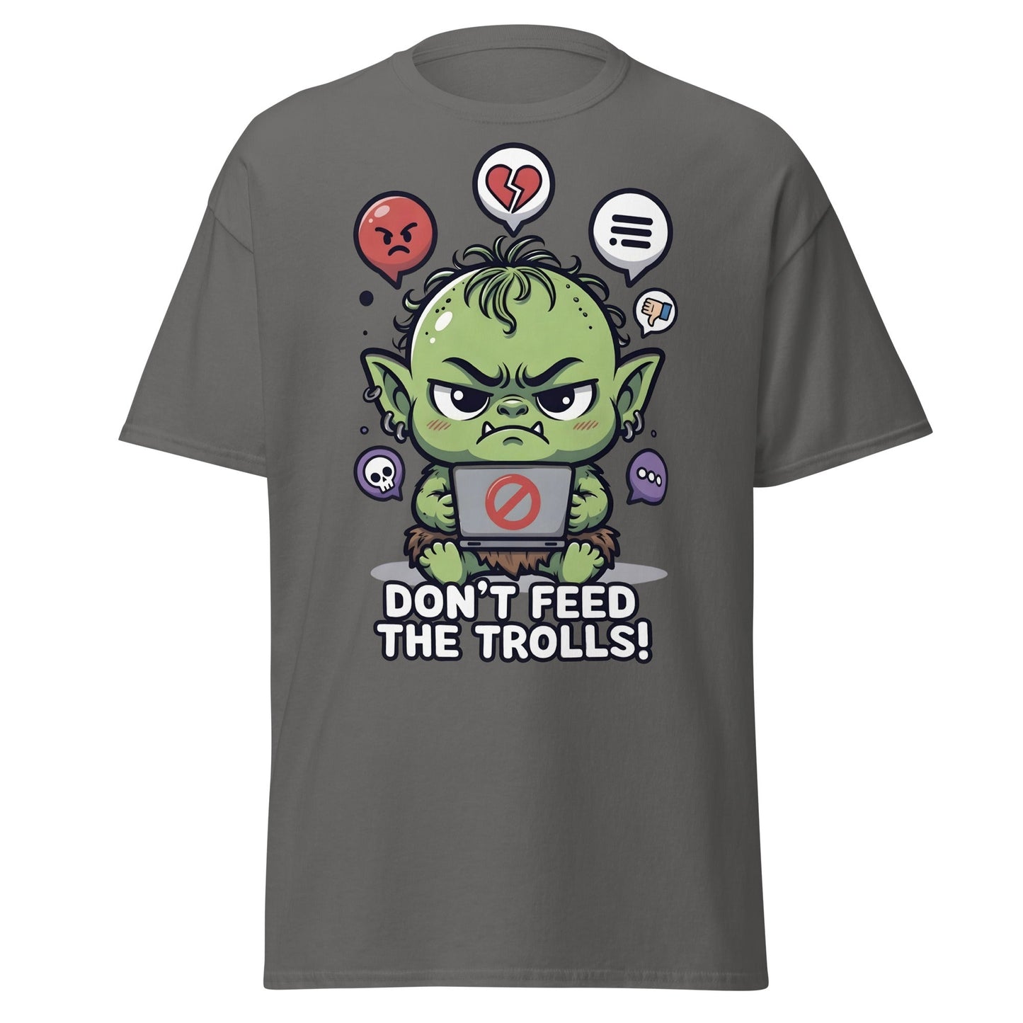 Don’t Feed The Trolls T-Shirt | Funny Internet Meme Tee - Charcoal - T-Shirts Online