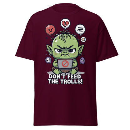 Don’t Feed The Trolls T-Shirt | Funny Internet Meme Tee - Maroon - T-Shirts Online