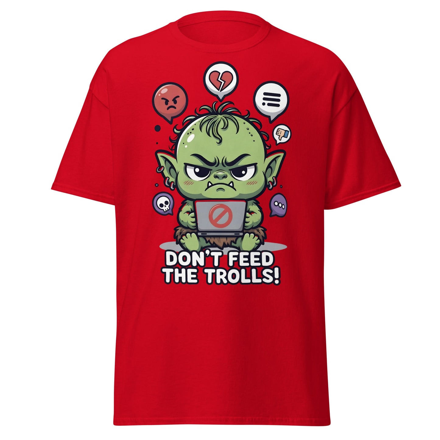 Don’t Feed The Trolls T-Shirt | Funny Internet Meme Tee - Red - T-Shirts Online