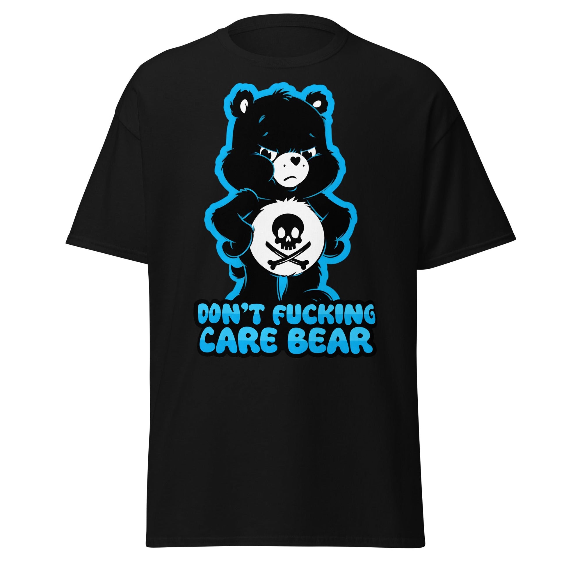 Don't Fucking Care Bear T-Shirt - Grumpy Edgy Adult Humor Tee - Black - T-Shirts Online