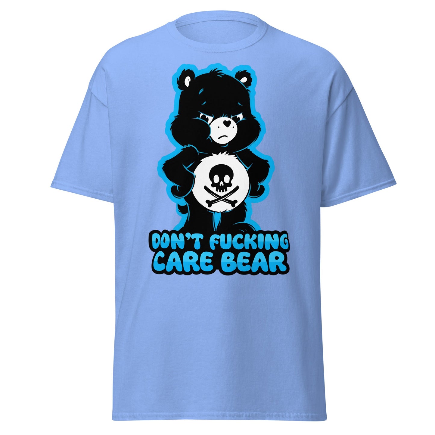 Don't Fucking Care Bear T-Shirt - Grumpy Edgy Adult Humor Tee - Carolina Blue - T-Shirts Online