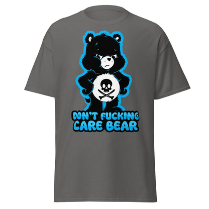 Don't Fucking Care Bear T-Shirt - Grumpy Edgy Adult Humor Tee - Charcoal - T-Shirts Online