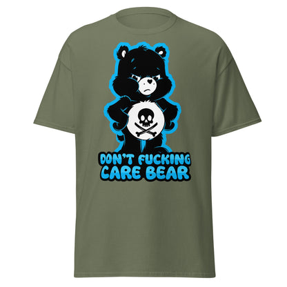 Don't Fucking Care Bear T-Shirt - Grumpy Edgy Adult Humor Tee - Military Green - T-Shirts Online