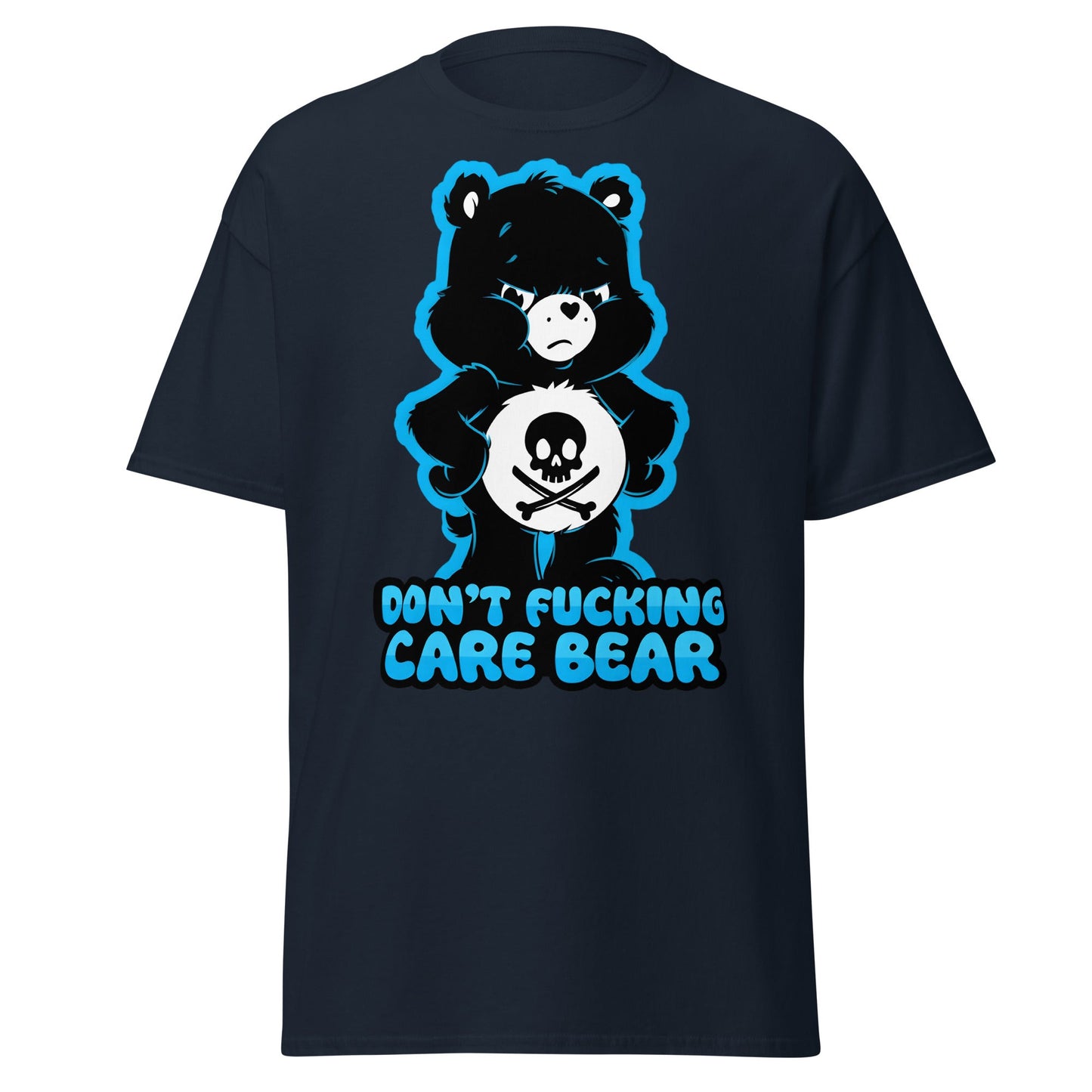 Don't Fucking Care Bear T-Shirt - Grumpy Edgy Adult Humor Tee - Navy - T-Shirts Online