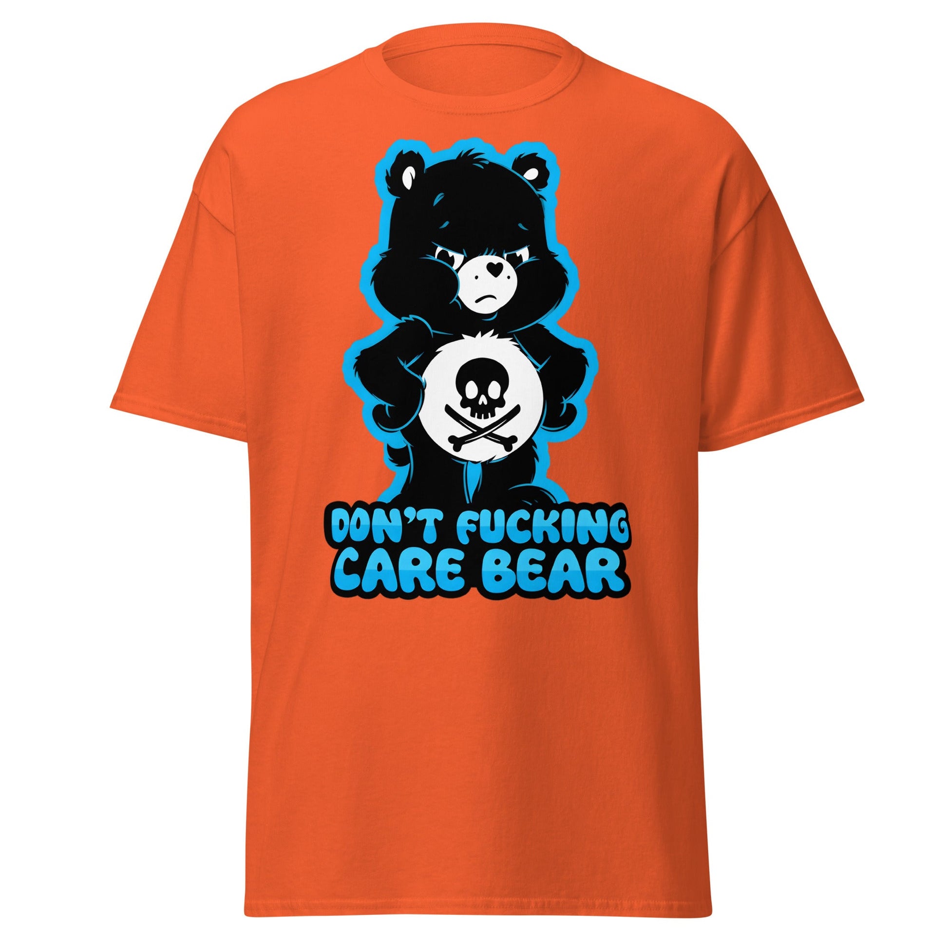 Don't Fucking Care Bear T-Shirt - Grumpy Edgy Adult Humor Tee - Orange - T-Shirts Online