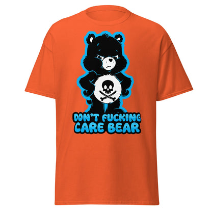 Don't Fucking Care Bear T-Shirt - Grumpy Edgy Adult Humor Tee - Orange - T-Shirts Online