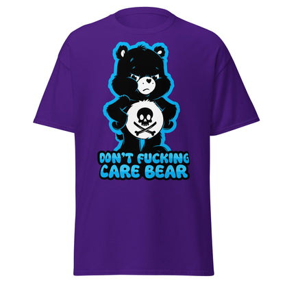 Don't Fucking Care Bear T-Shirt - Grumpy Edgy Adult Humor Tee - Purple - T-Shirts Online
