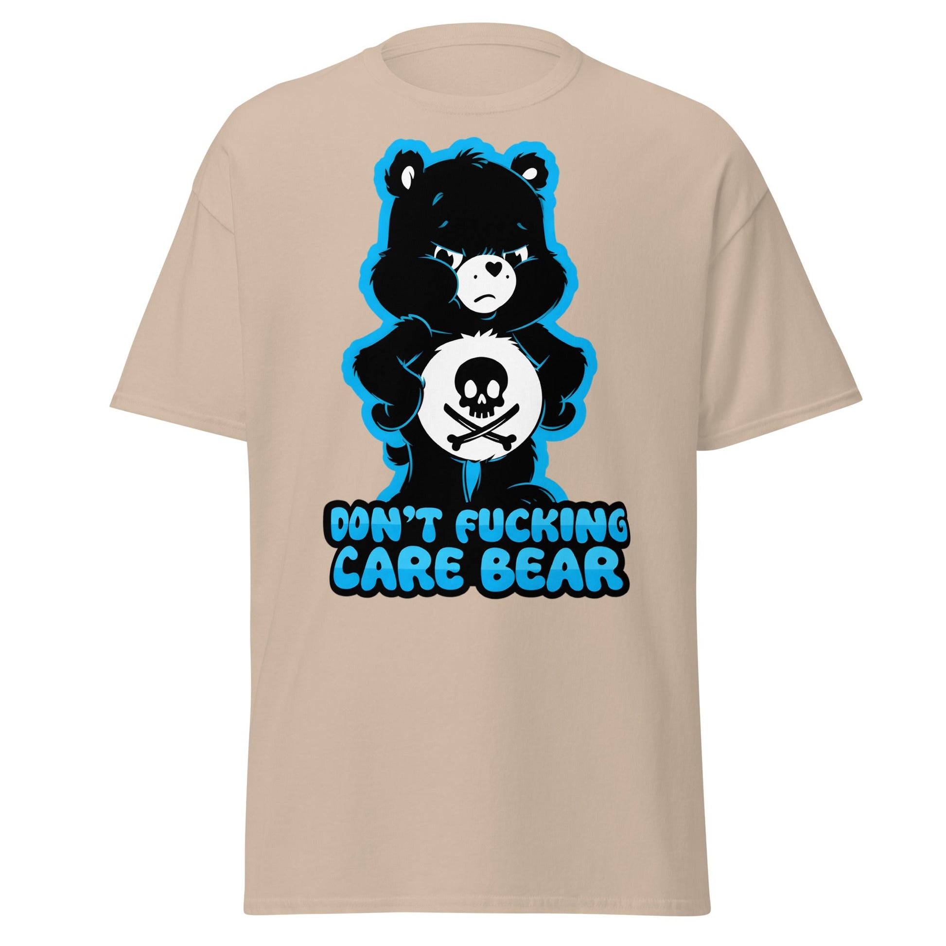 Don't Fucking Care Bear T-Shirt - Grumpy Edgy Adult Humor Tee - Sand - T-Shirts Online