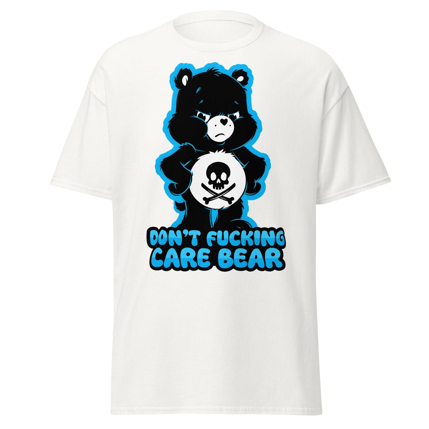 Don't Fucking Care Bear T-Shirt - Grumpy Edgy Adult Humor Tee - White - T-Shirts Online