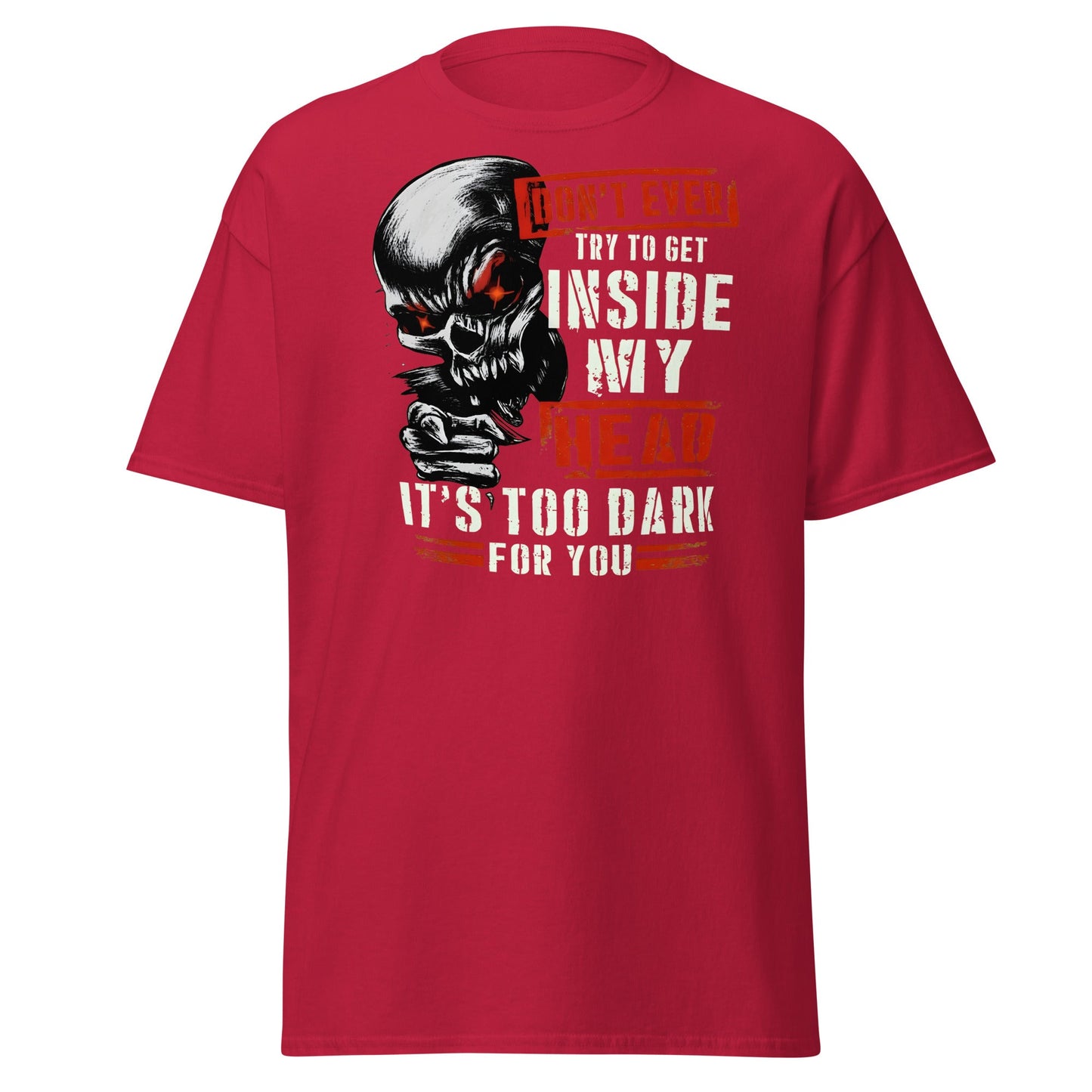 Don't Get Inside My Head Skull T-Shirt – Dark Humor - Cardinal - T-Shirts Online