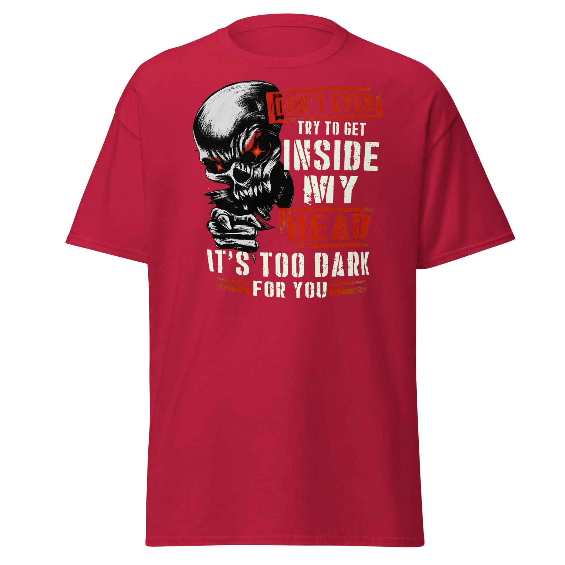 Don't Get Inside My Head Skull T-Shirt – Dark Humor - Cardinal - T-Shirts Online