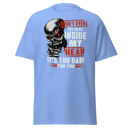 Don't Get Inside My Head Skull T-Shirt – Dark Humor - Carolina Blue - T-Shirts Online