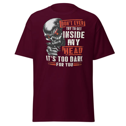 Don't Get Inside My Head Skull T-Shirt – Dark Humor - Maroon - T-Shirts Online