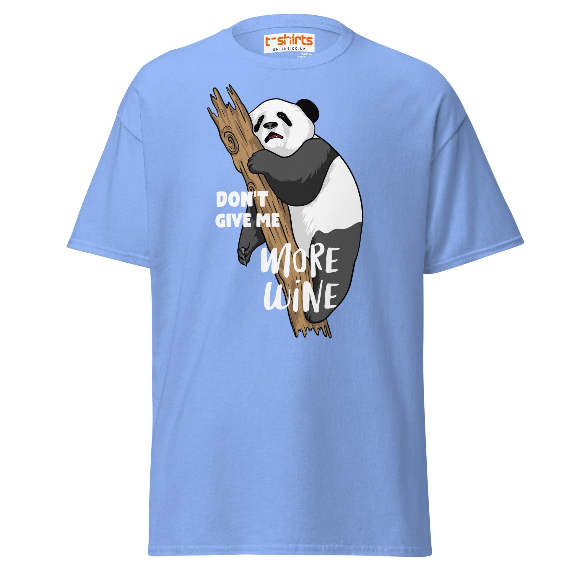 Don’t Give Me More Wine Panda T-Shirt | Funny Drinking Tee - Carolina Blue - T-Shirts Online