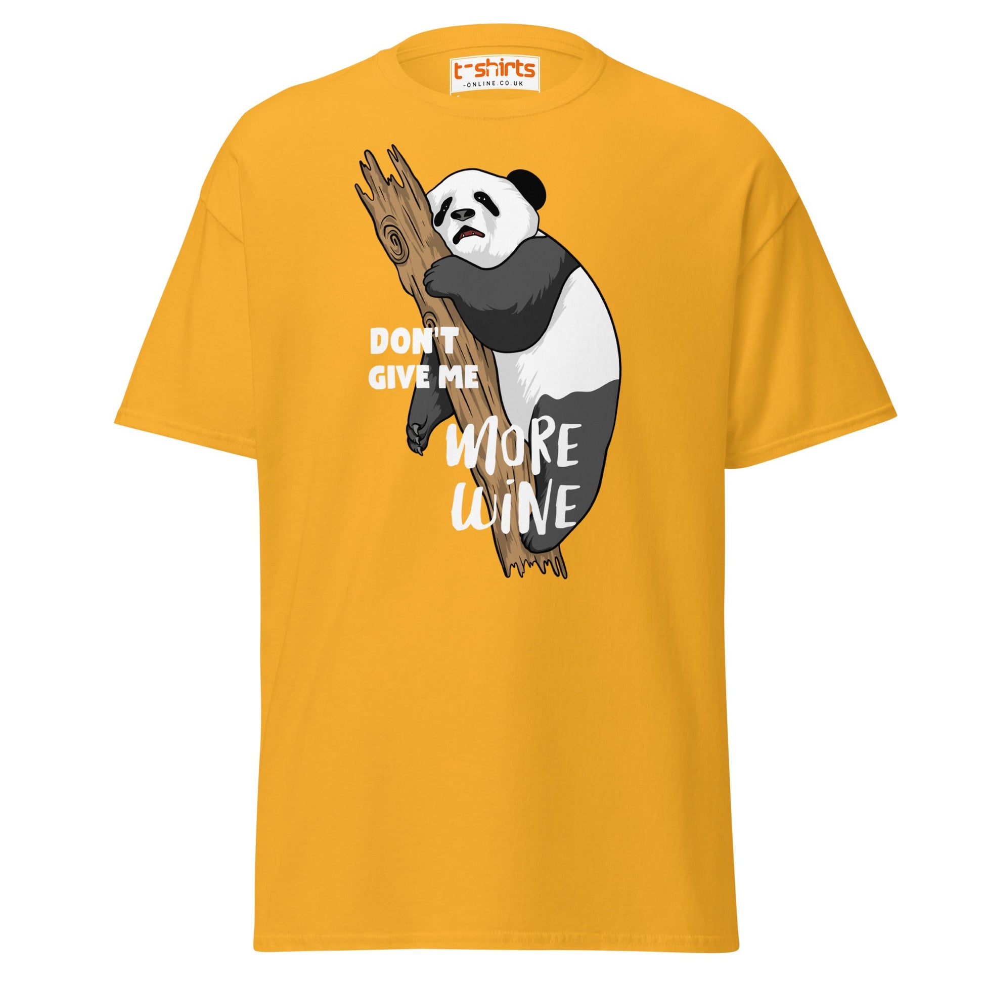 Don’t Give Me More Wine Panda T-Shirt | Funny Drinking Tee - Gold - T-Shirts Online