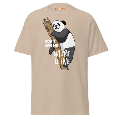 Don’t Give Me More Wine Panda T-Shirt | Funny Drinking Tee - Sand - T-Shirts Online