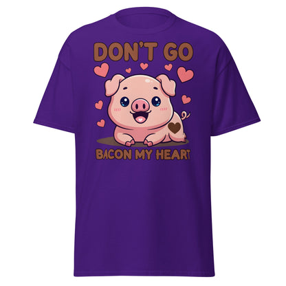 Don’t Go Bacon My Heart T-Shirt | Cute Pig Pun Tee - Purple - T-Shirts Online