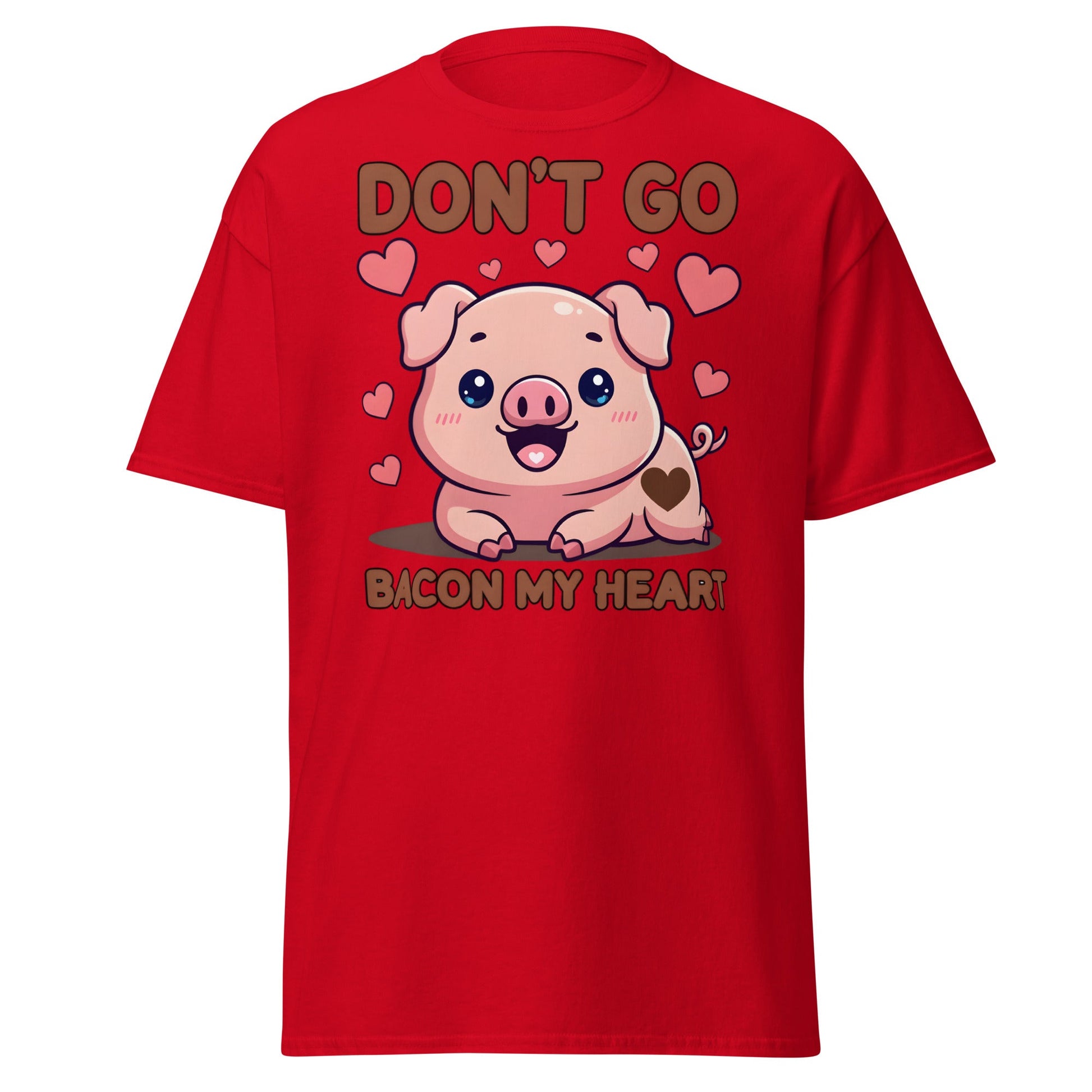 Don’t Go Bacon My Heart T-Shirt | Cute Pig Pun Tee - Red - T-Shirts Online