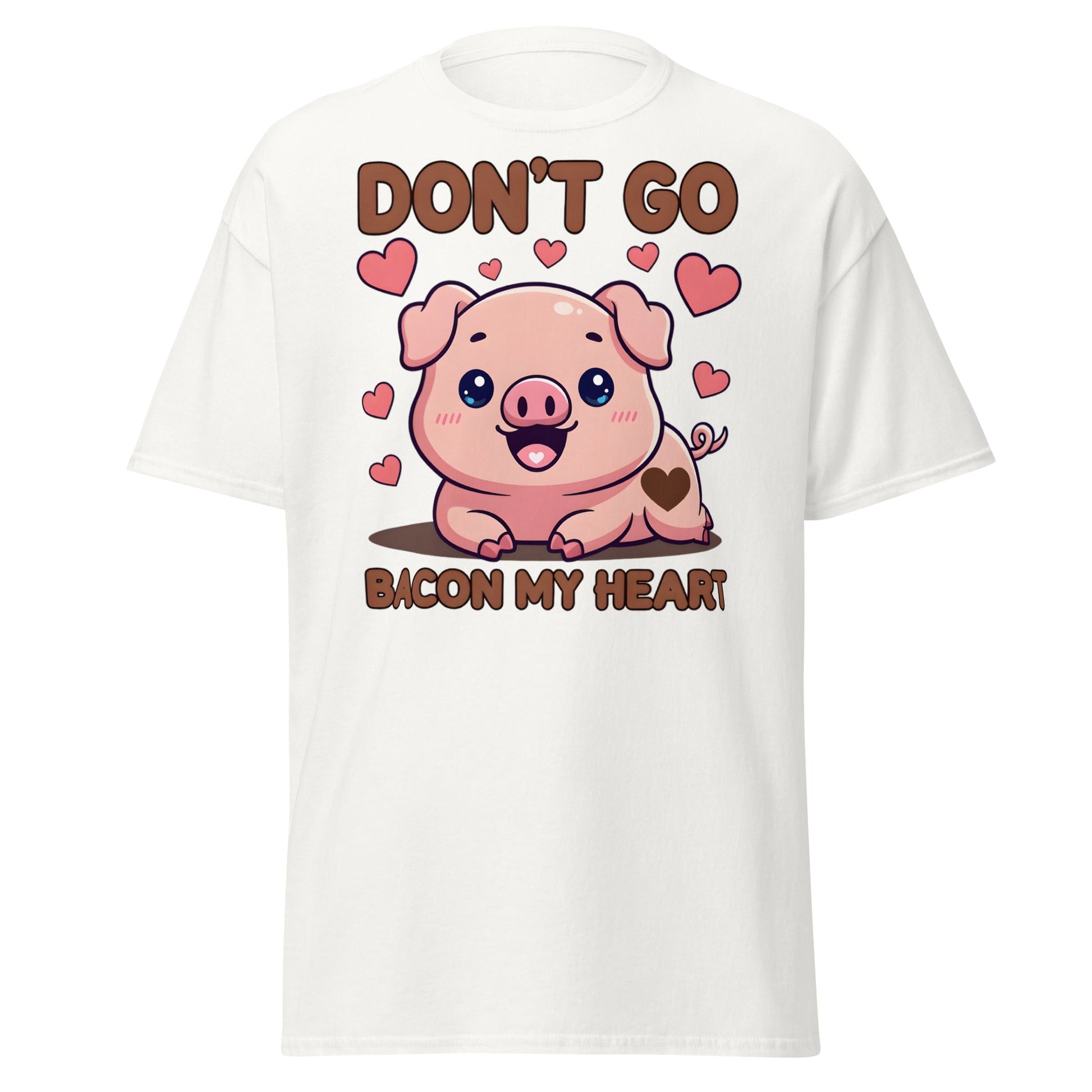 Don’t Go Bacon My Heart T-Shirt | Cute Pig Pun Tee - White - T-Shirts Online