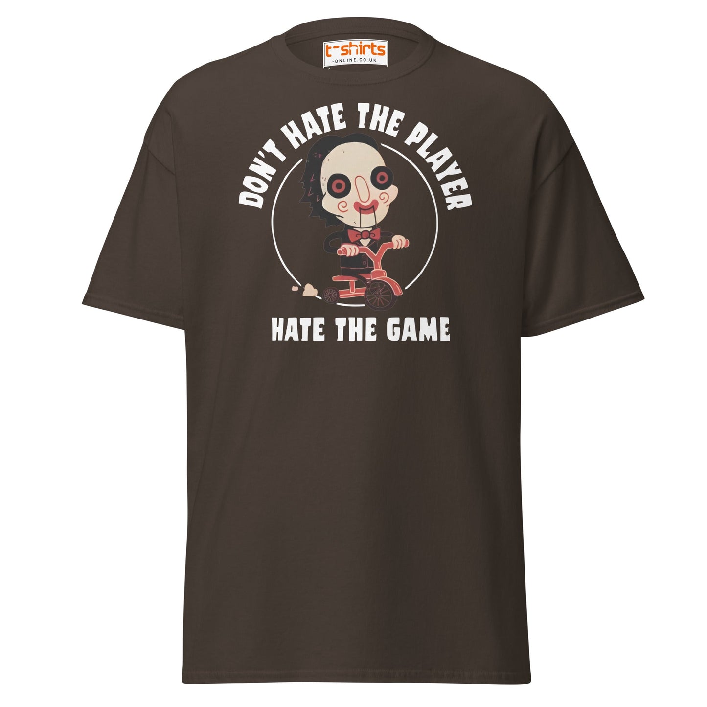 Don’t Hate the Player T-Shirt | Funny Horror Parody Tee - Dark Chocolate - T-Shirts Online
