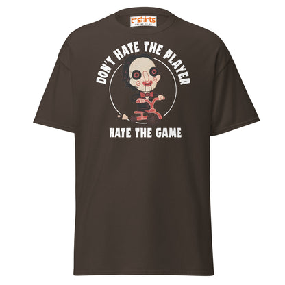 Don’t Hate the Player T-Shirt | Funny Horror Parody Tee - Dark Chocolate - T-Shirts Online