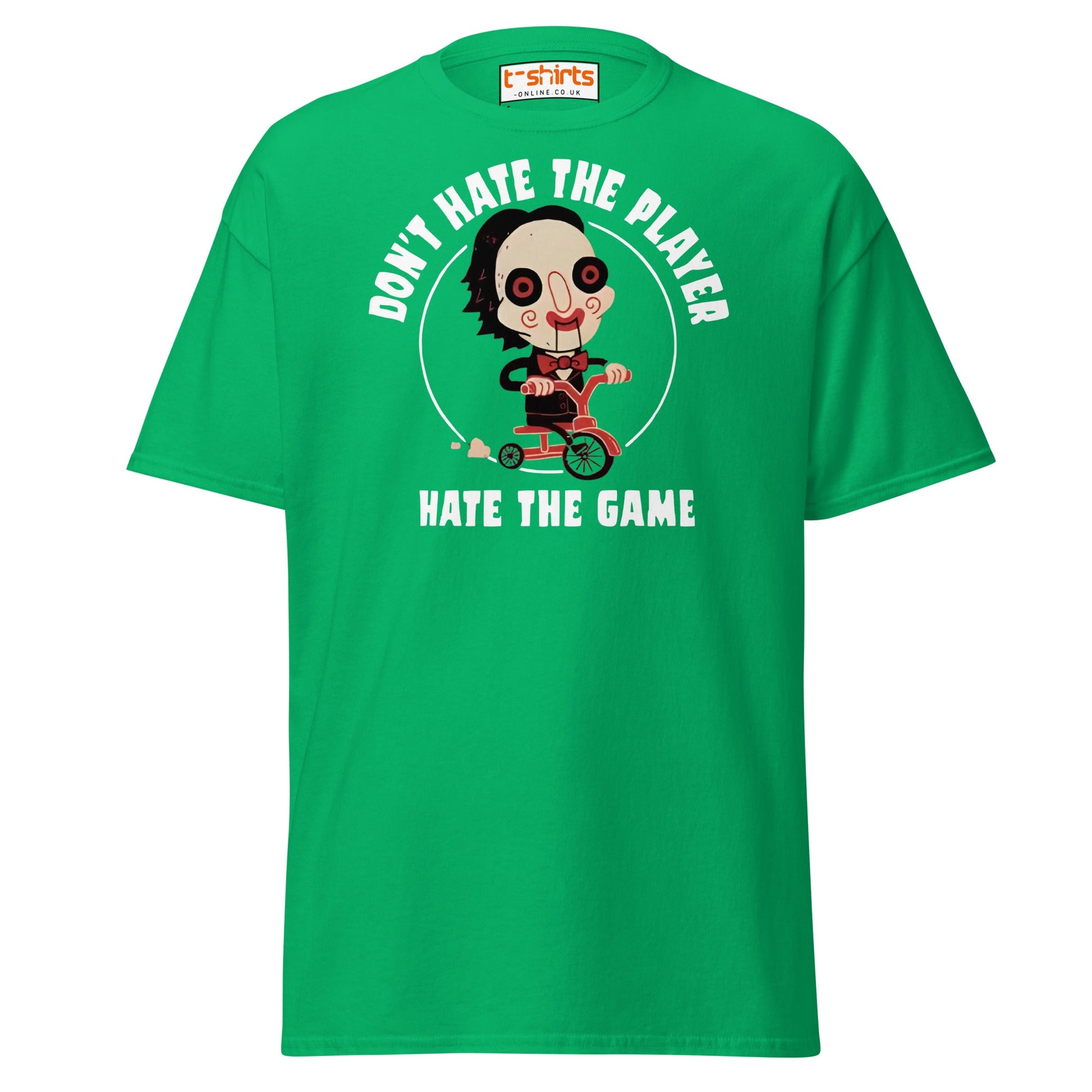 Don’t Hate the Player T-Shirt | Funny Horror Parody Tee - Irish Green - T-Shirts Online