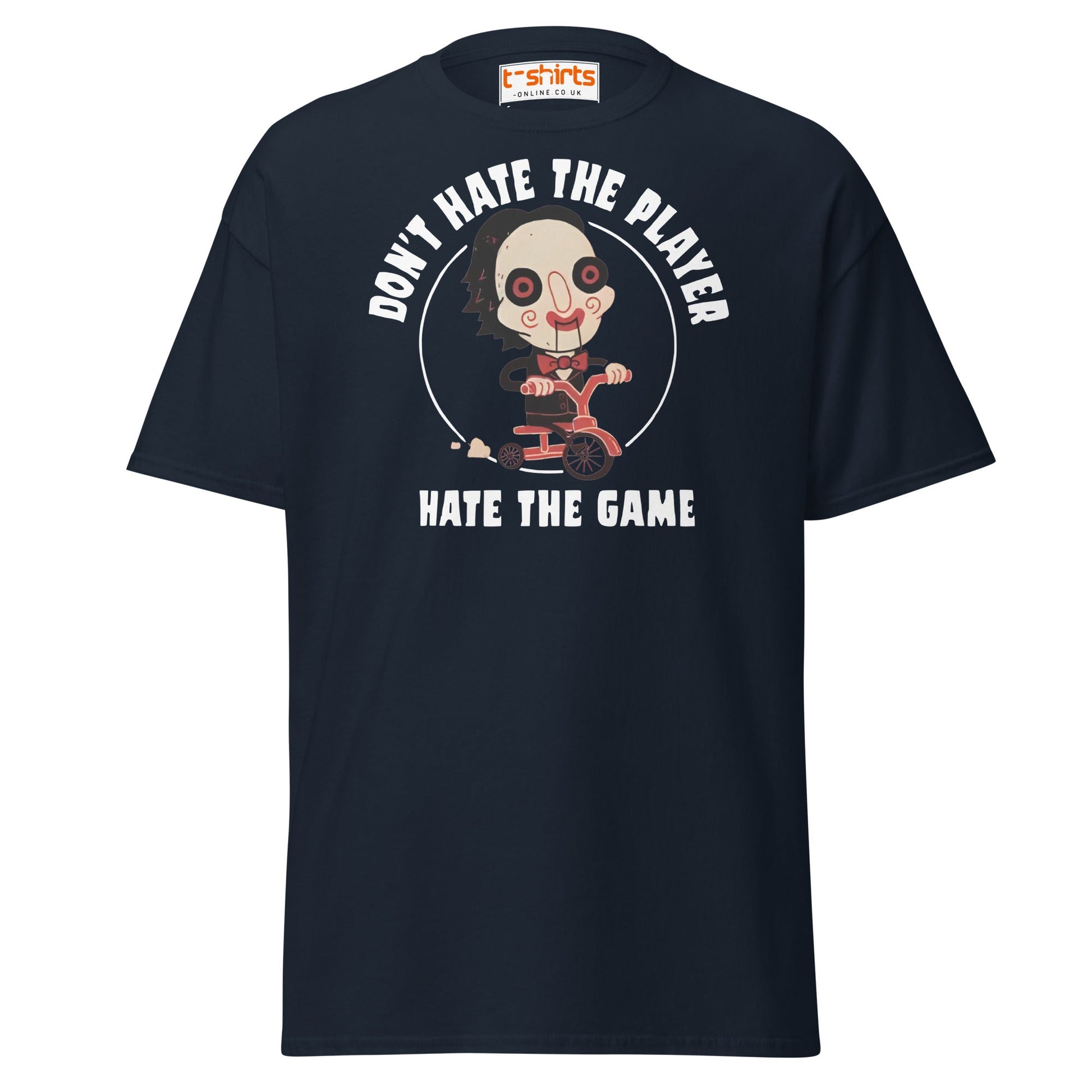 Don’t Hate the Player T-Shirt | Funny Horror Parody Tee - Navy - T-Shirts Online