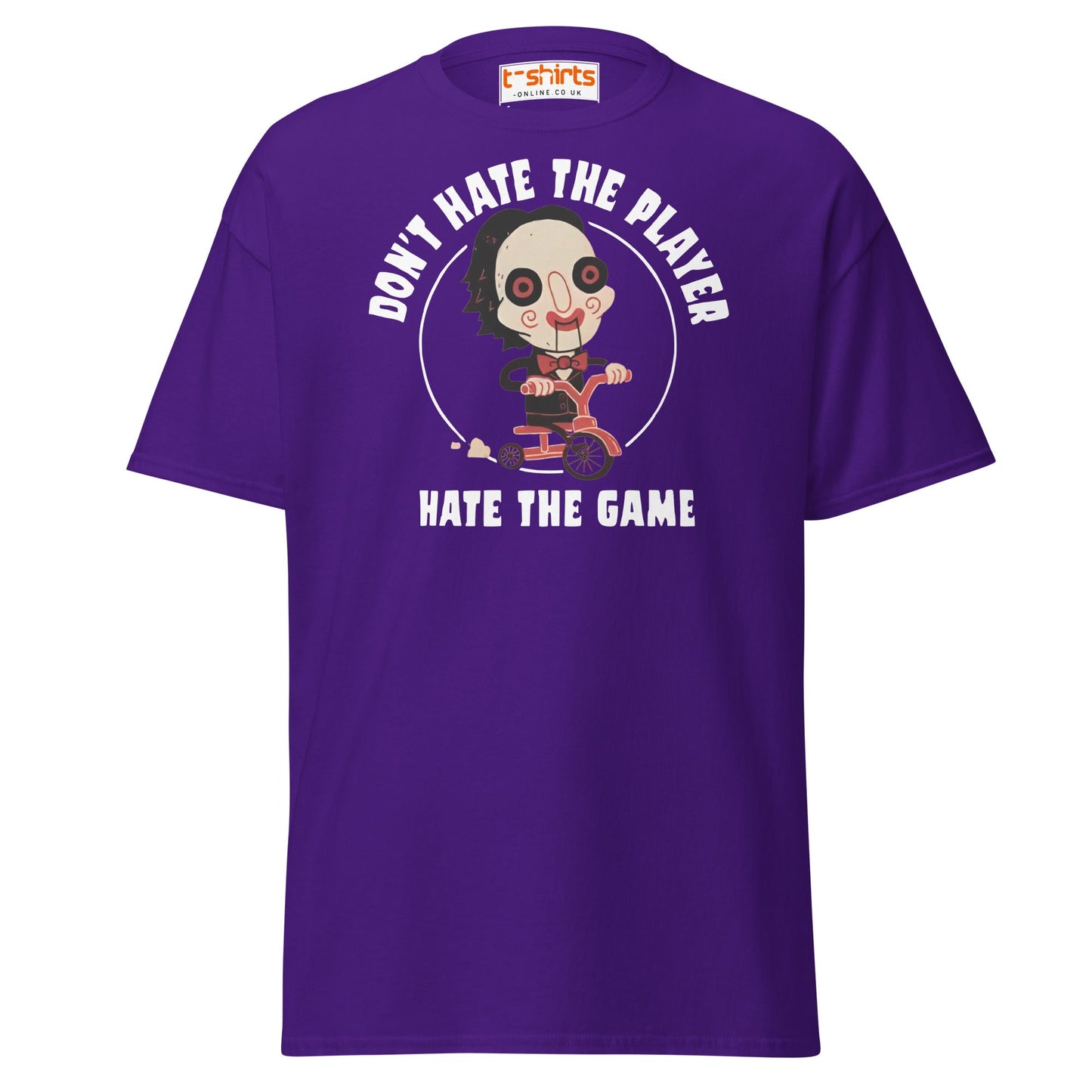 Don’t Hate the Player T-Shirt | Funny Horror Parody Tee - Purple - T-Shirts Online