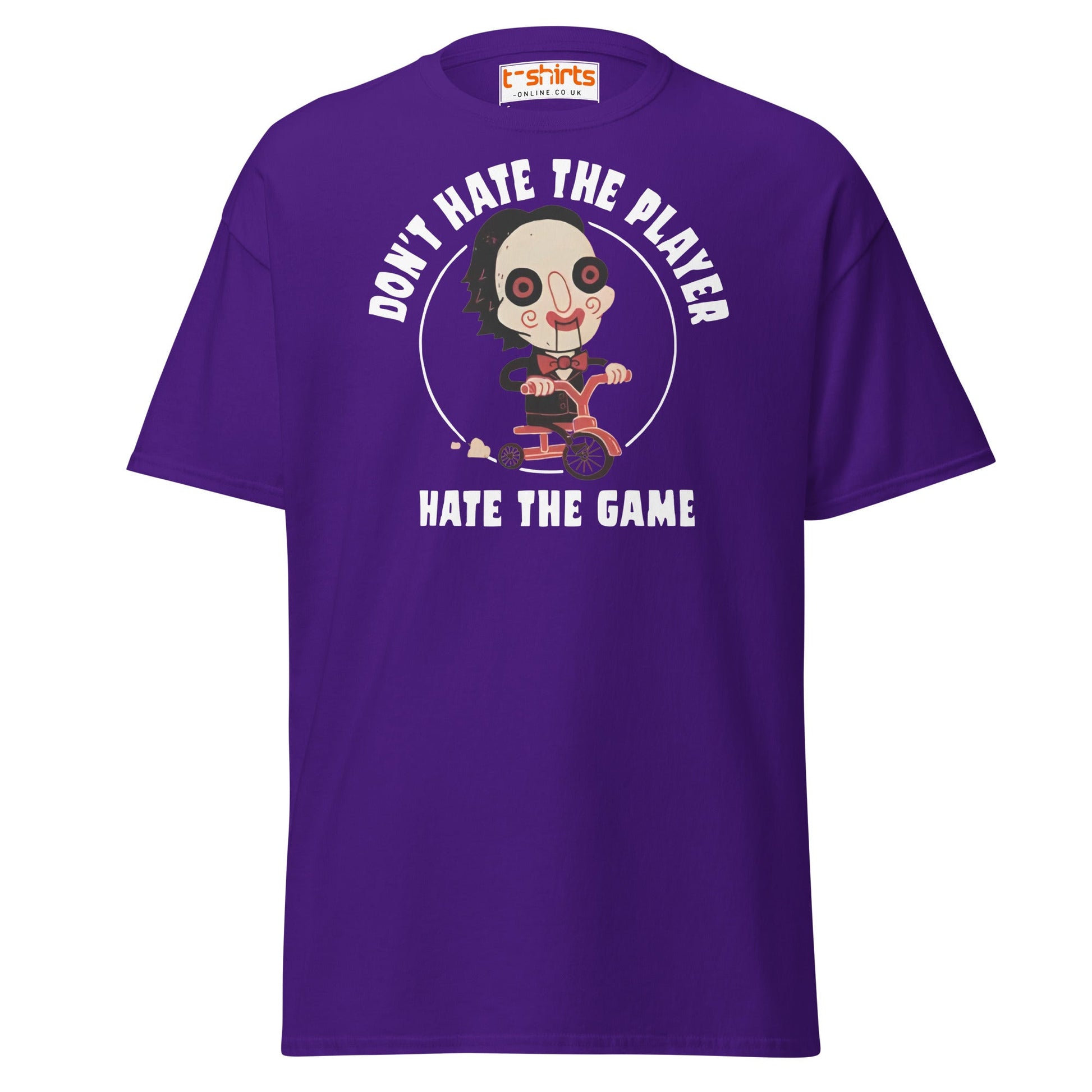 Don’t Hate the Player T-Shirt | Funny Horror Parody Tee - Purple - T-Shirts Online