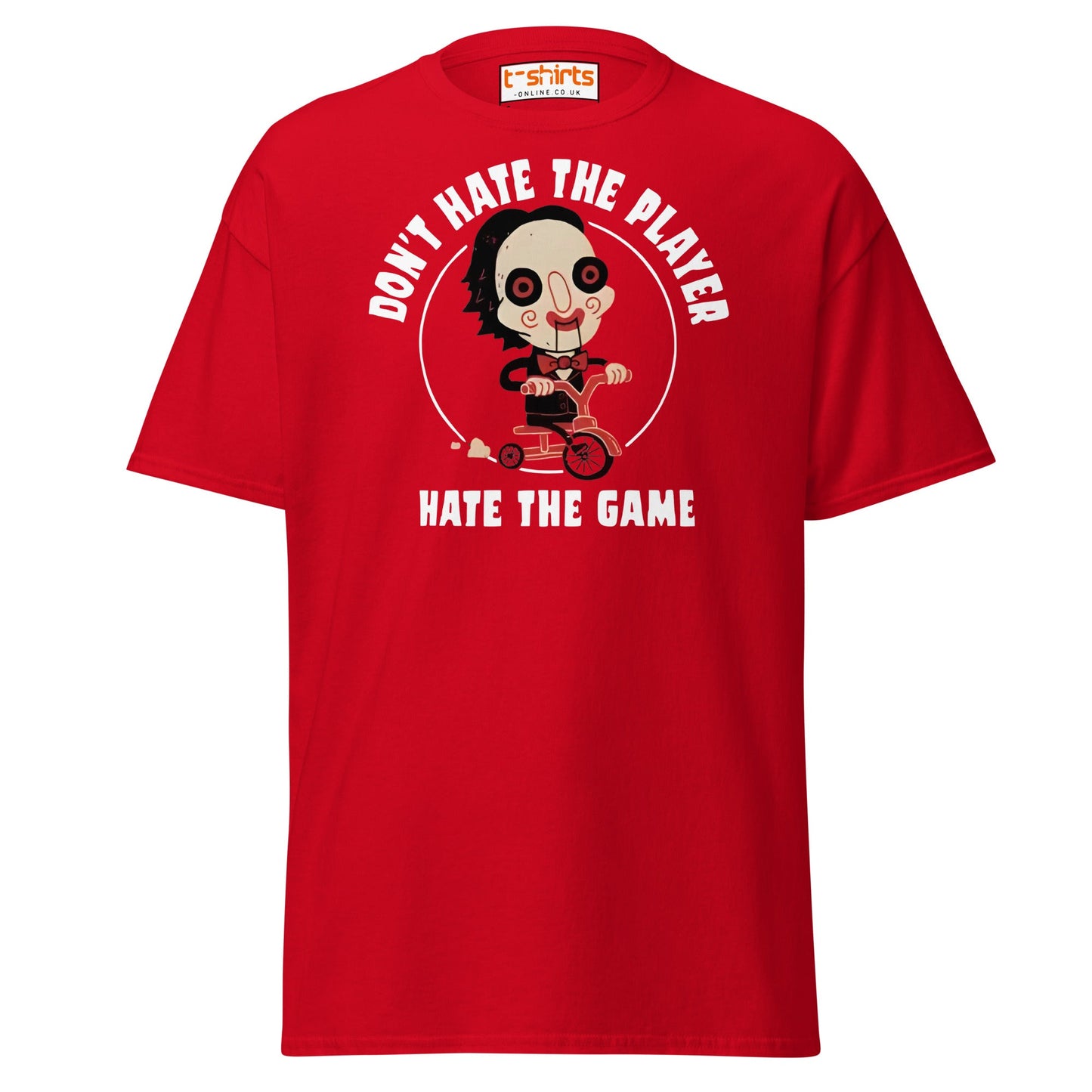 Don’t Hate the Player T-Shirt | Funny Horror Parody Tee - Red - T-Shirts Online
