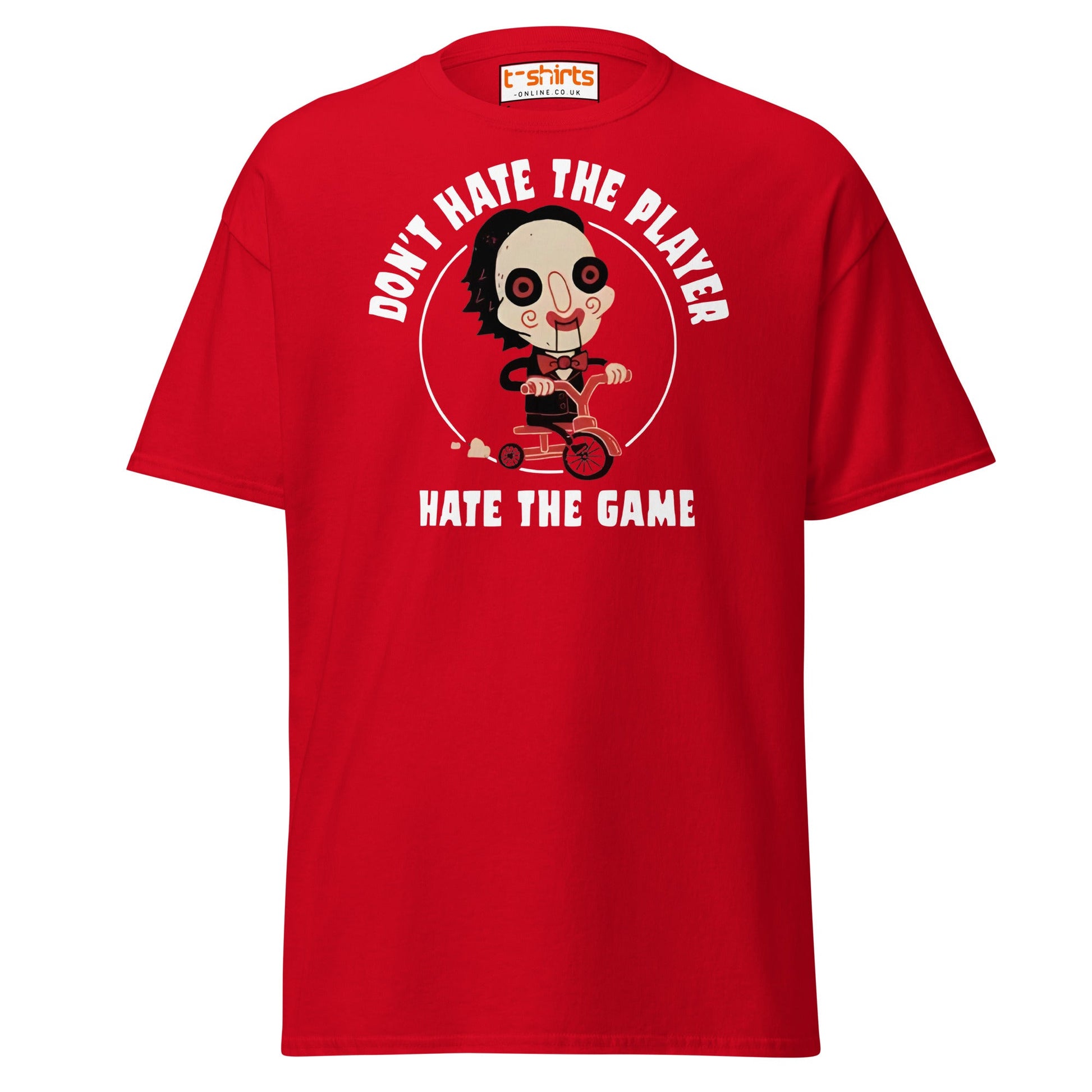 Don’t Hate the Player T-Shirt | Funny Horror Parody Tee - Red - T-Shirts Online